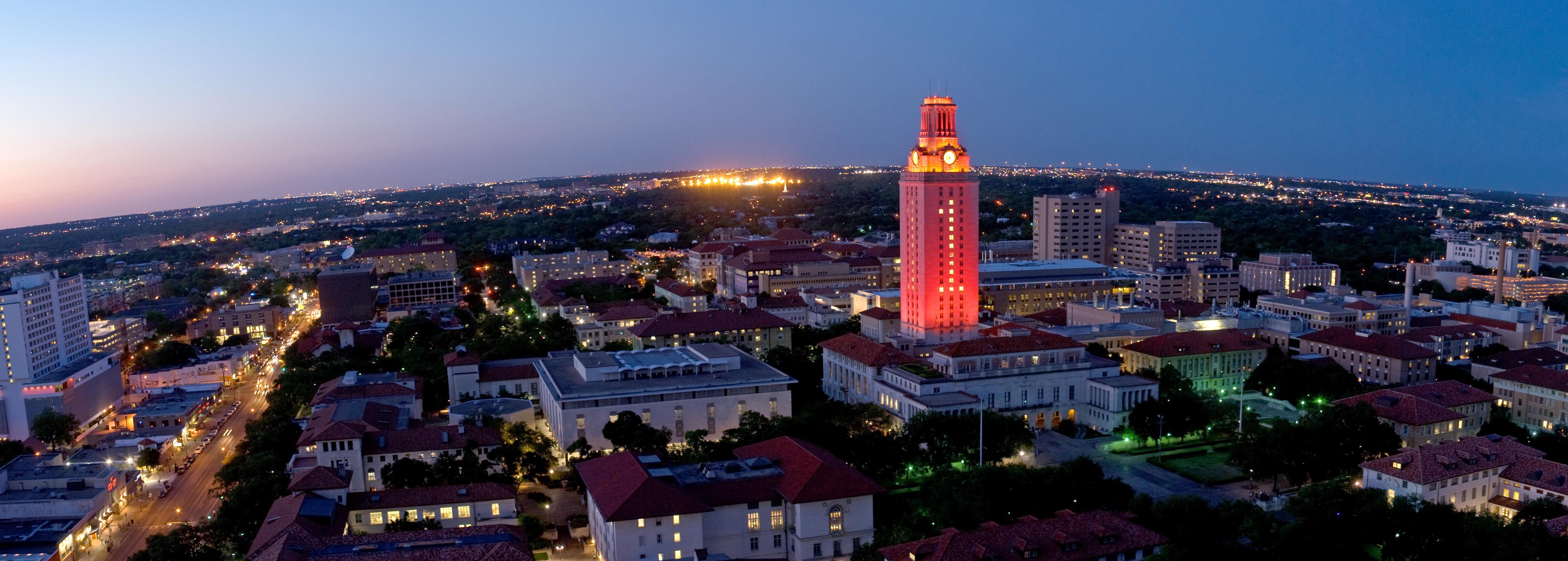 UT tower lit orange